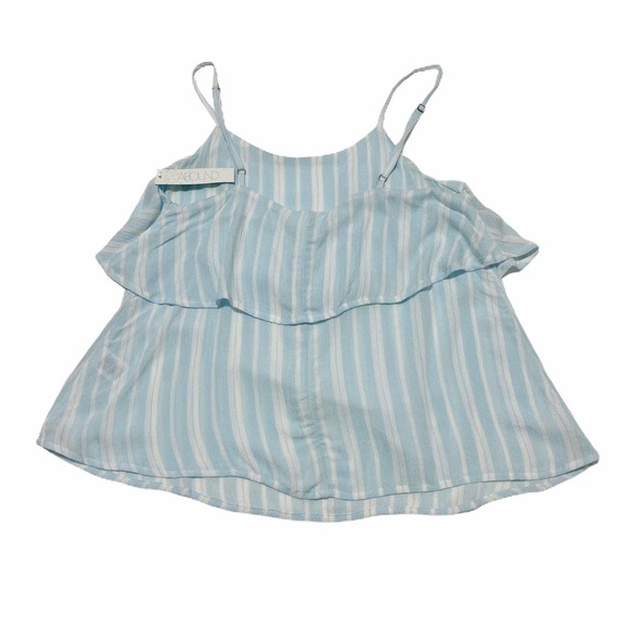 STRIPED White and Light Blue Tiered Spaghetti Strap Tank - Picture 8 of 11